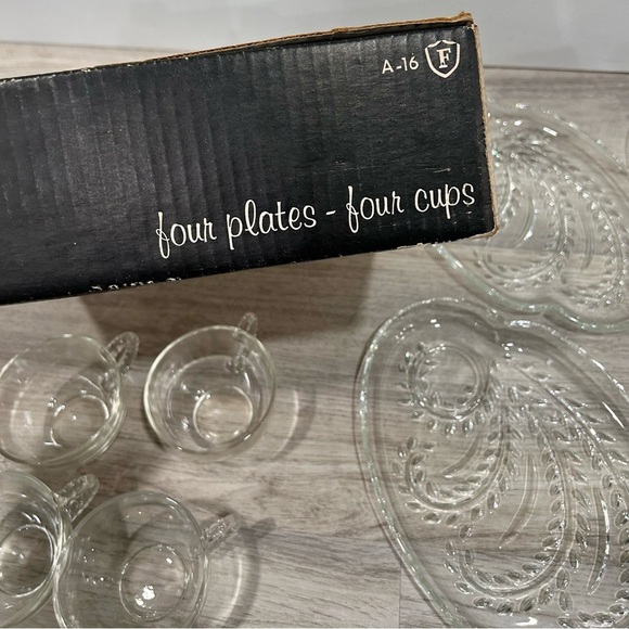 Vintage 1950s 8pc Federal Glass Homestead Snack Set Cups Plates Original Box - Picture 9 of 10